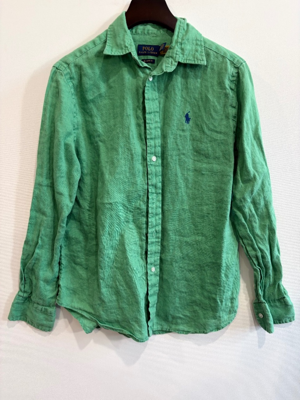Polo Ralph Lauren Green 100% Linen Button Down Shirt XS Relaxed Fit